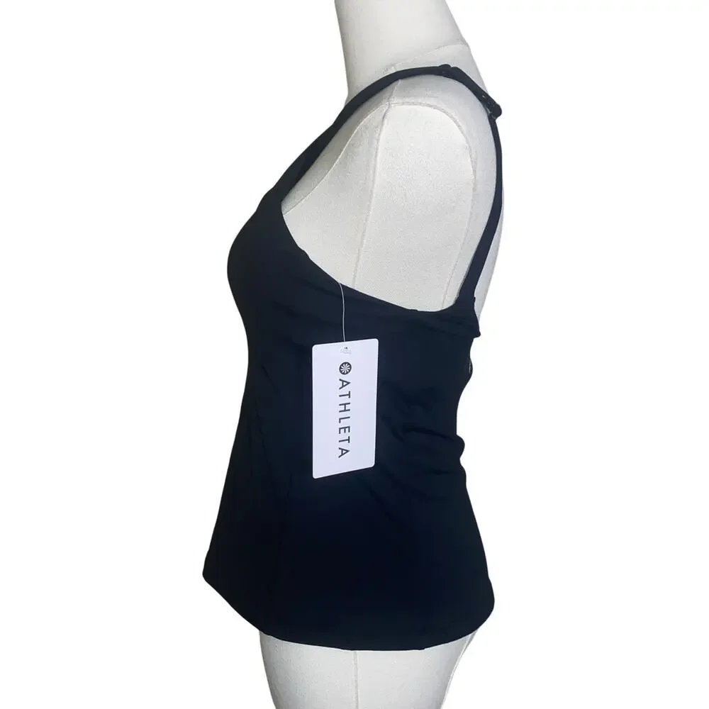 ATHLETA S Crossed Tankini Swim Top Black Small